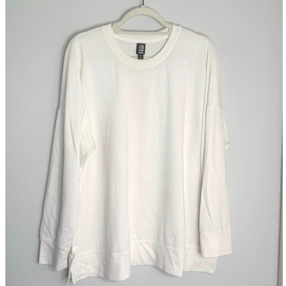 Ideology White Crew Neck Long Sleeve Straight Hem Womens Top Sz XXL  Athleisure